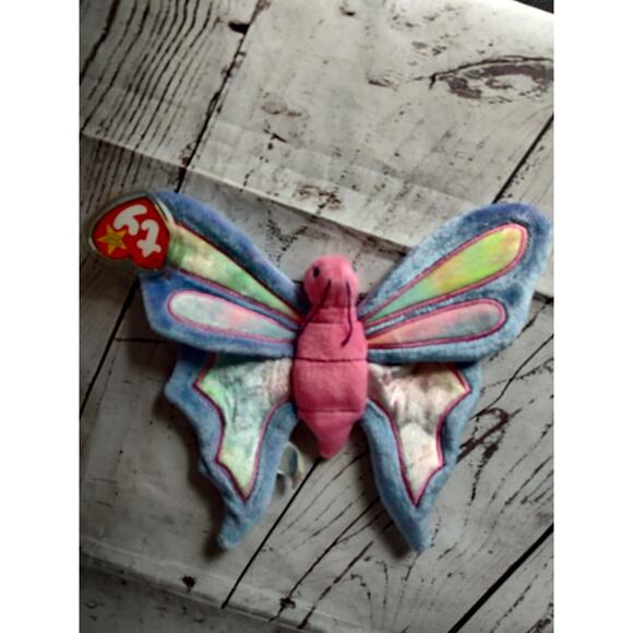 TY Beanie Babie FLITTER the BUTTERFLY Original Tag Label 8 In - Picture 1 of 5